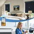 KALIA custom motorized blackout roller shades with app control for bedroom windows