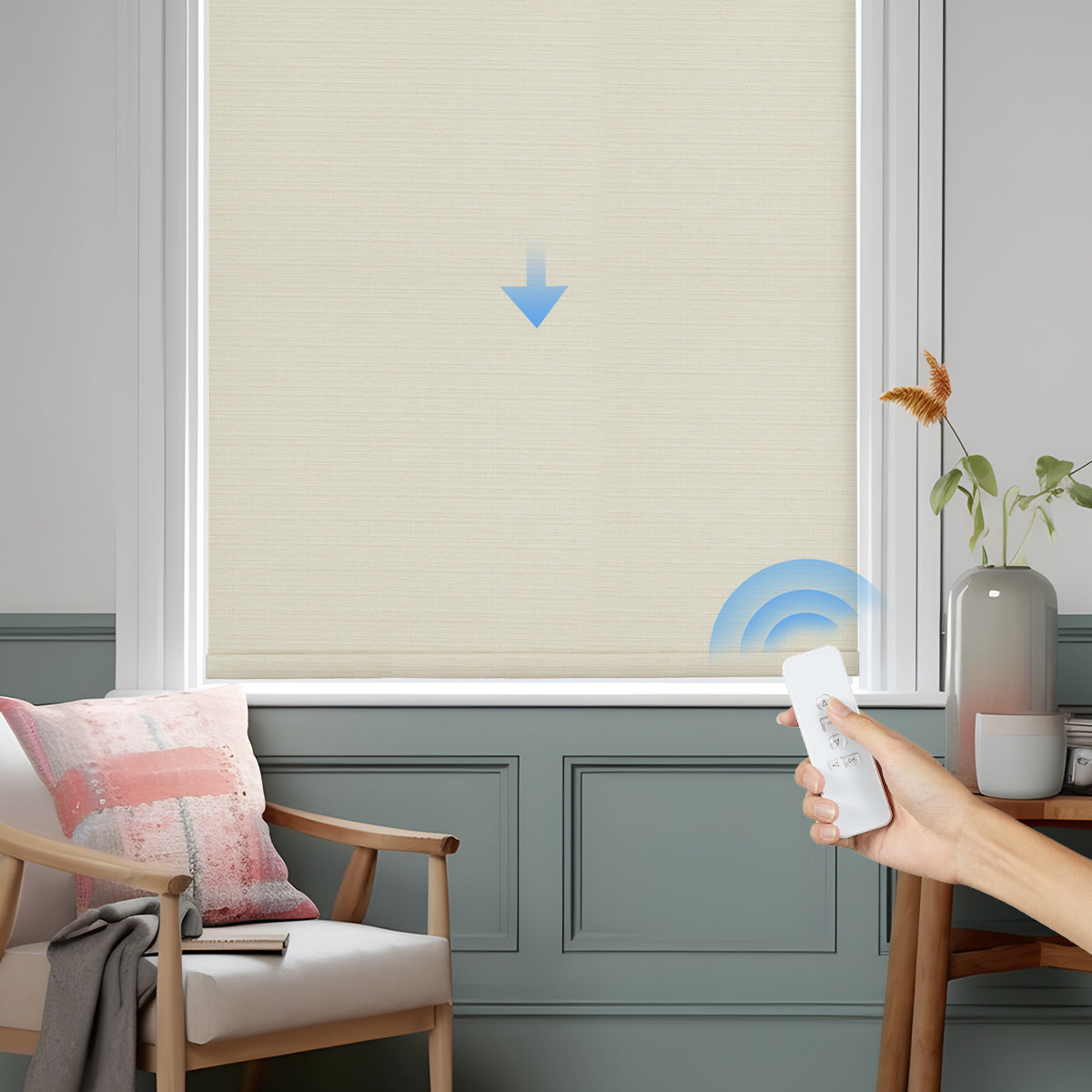 Motorized Texture Fabric Blackout Roller Shades