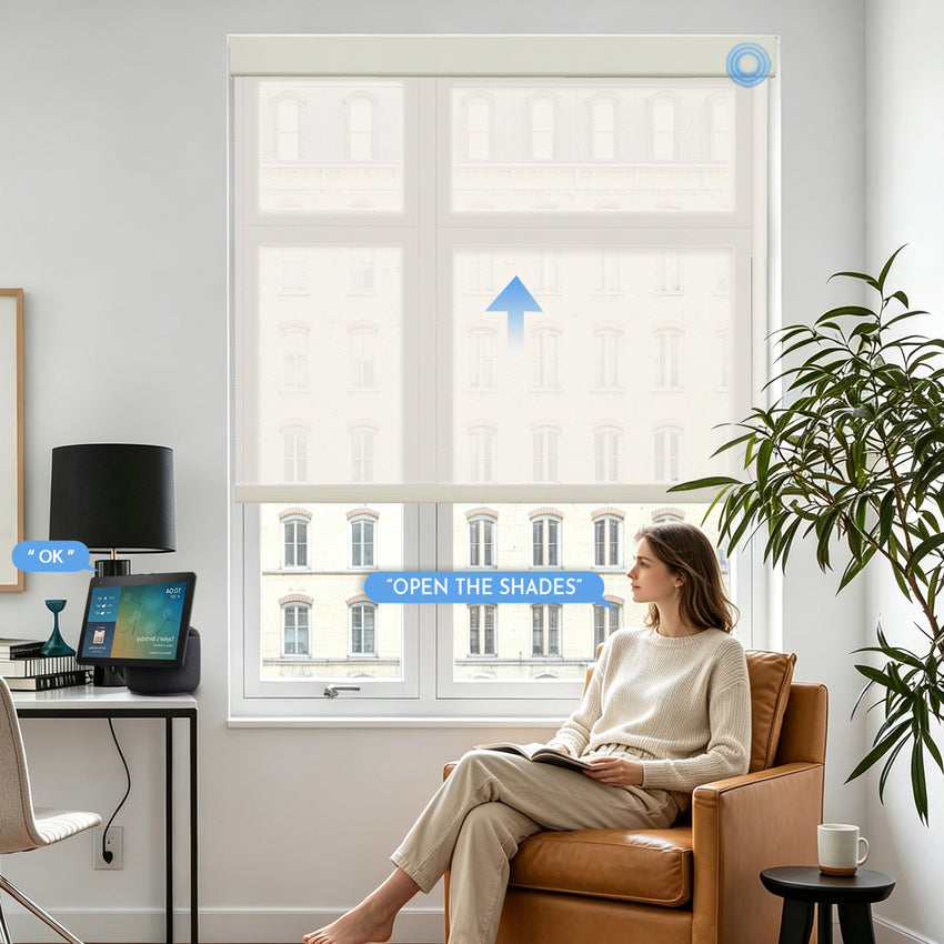 Motorized 5% Openness Basic Solar Shades for bedroom
