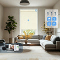 KALIA motorized blackout roller shade with smart weather automation for room darkening