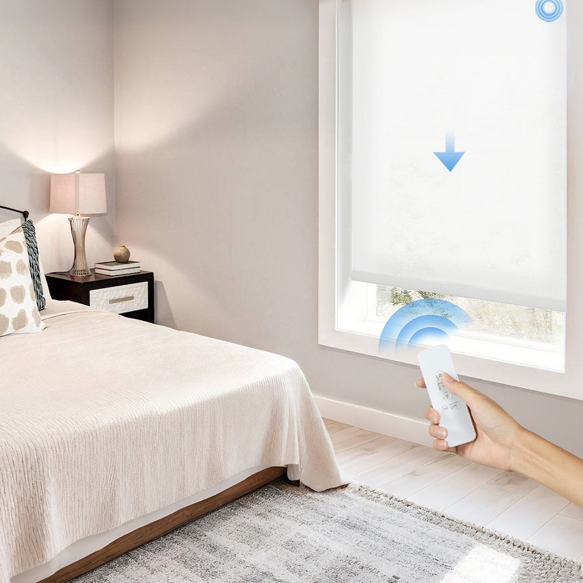 Motorized Bamboo-Look Roller Shades | Light Filtering | KALIA