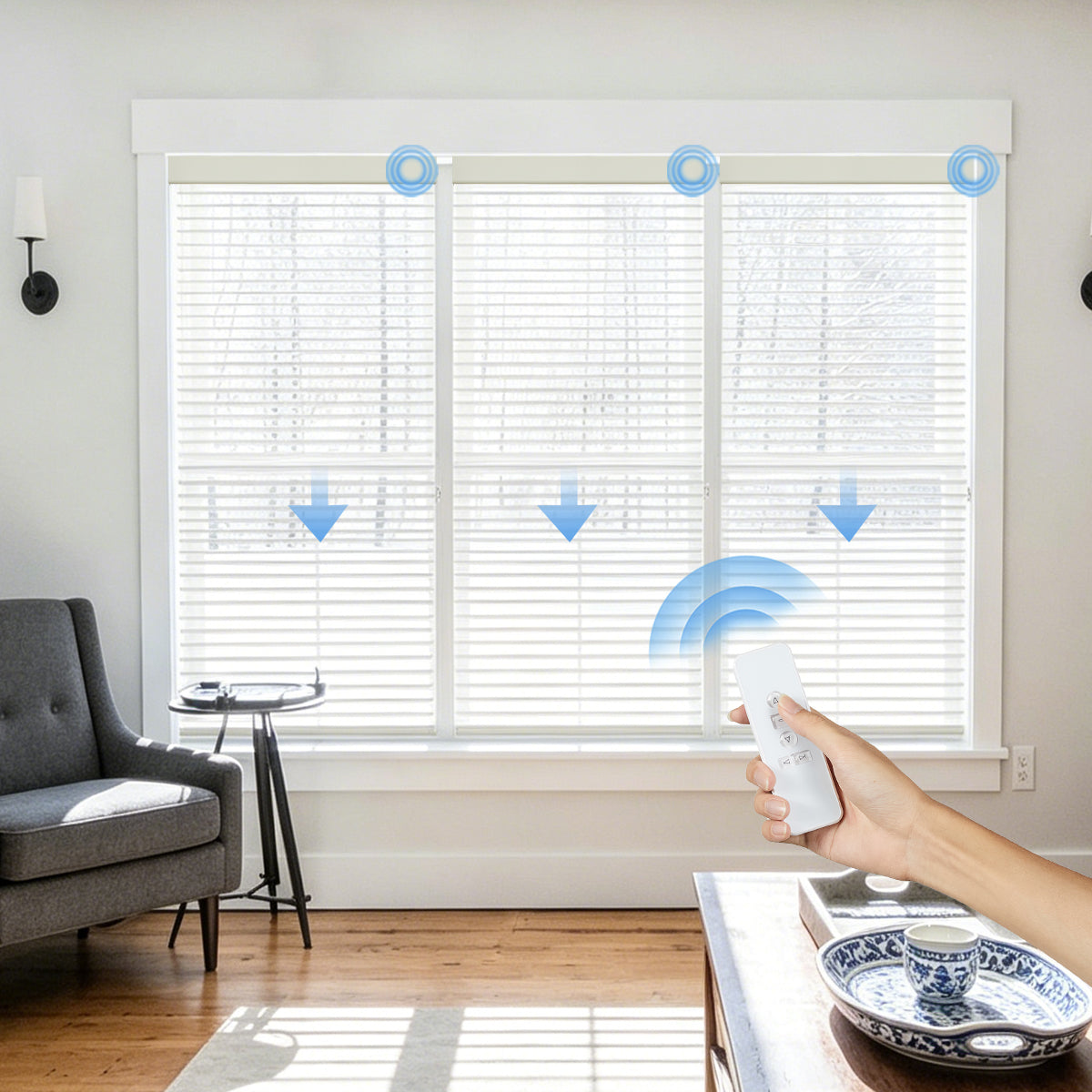 A-OK Motorized Linen Shangri-La Sheer Shades