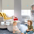 Child-safe cordless motorized blackout roller shades for playroom or nursery