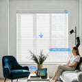 Motorized light filtering Shangri-La shades for living room