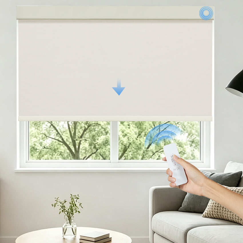 KALIA Motorized 1% Openness Basic Solar Shades with Remote Control