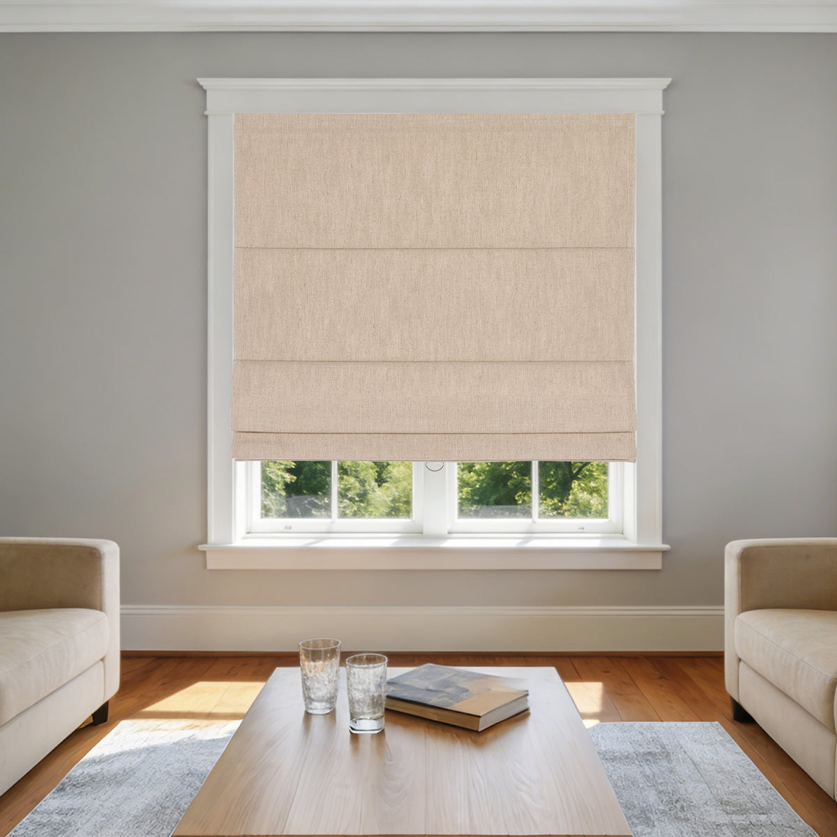 Soft Harvest Linen Roman Shades