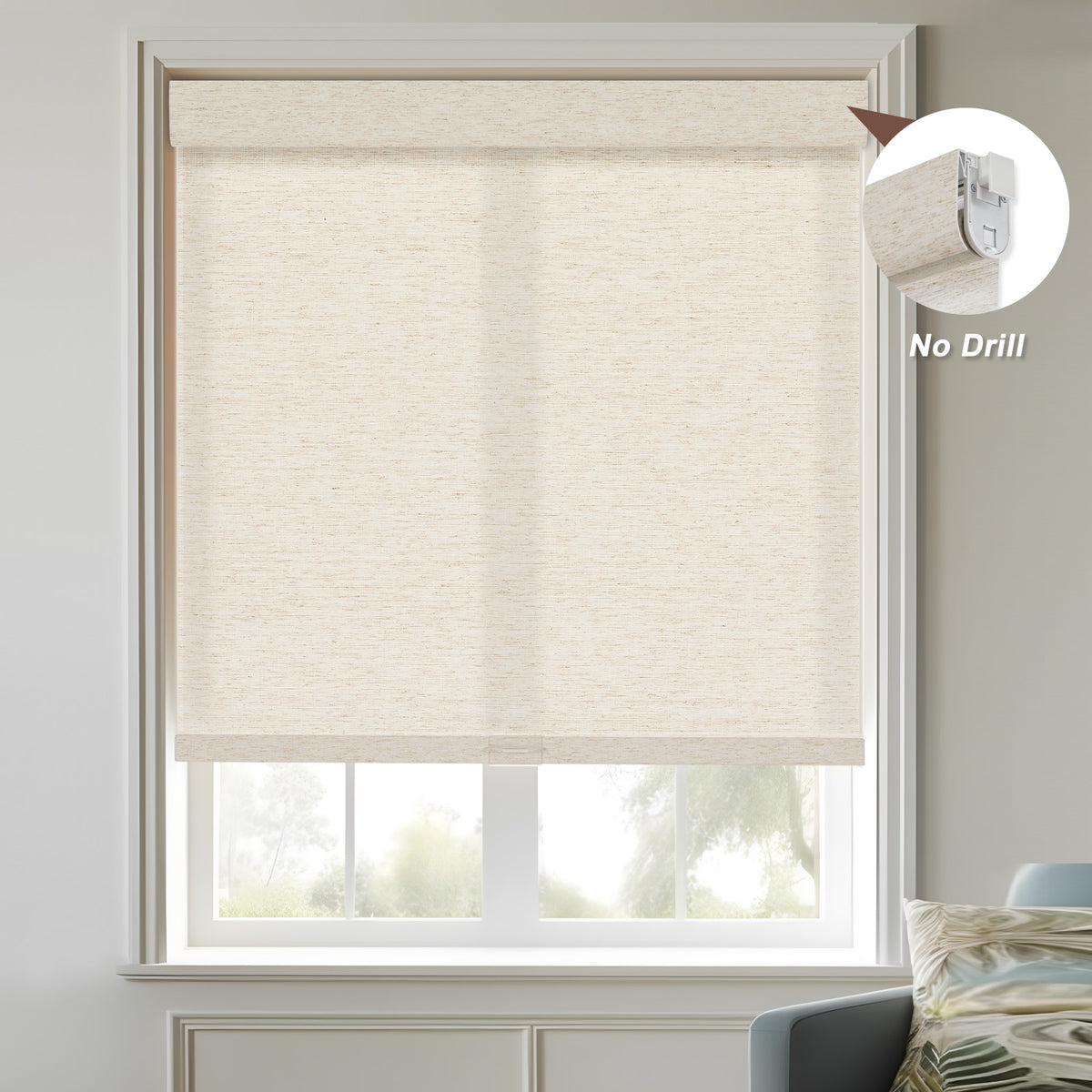 No Drill No Tools Linen Roller Shades