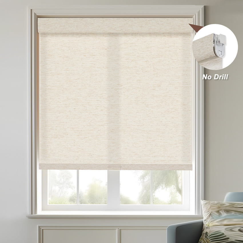 No Drill No Tools Linen Roller Shades