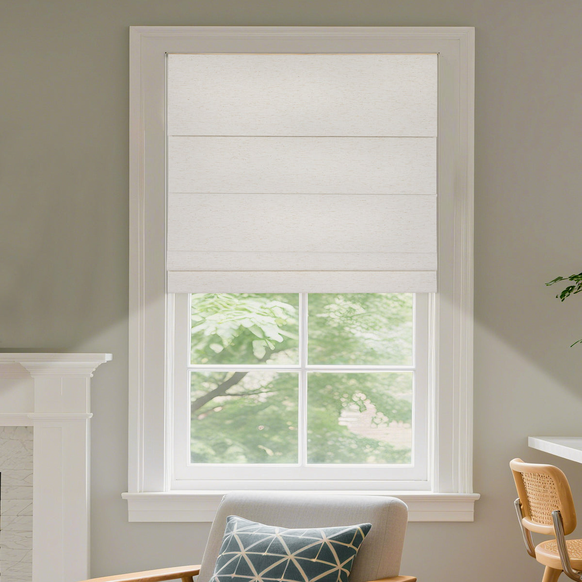 Natural Woven Linen Roman Shades