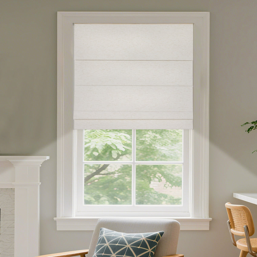Natural Woven Linen Roman Shades