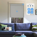 Custom Motorized Linen Roller Shades with Light Filtering Fabric