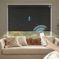 Blackout roller shade with high-torque motor and remote control for modern home