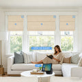 KALIA smart natural woven Roman shades with voice control for hands-free opening