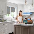 KALIA Smart No Drill Motorized Linen Roller Shades for Kitchen Windows