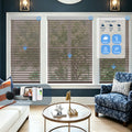 A-OK Motorized 70-80% Blackout Shangri-La Sheer Shades for living room